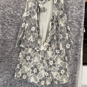 Black and white lace romper